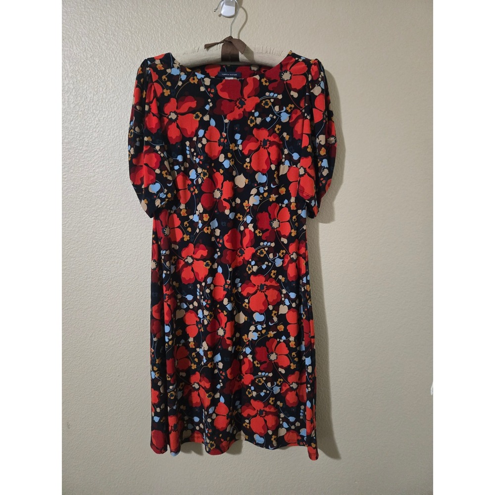 Tommy Hilfiger Red Floral Poppy Puff Sleeve Dress Size 6